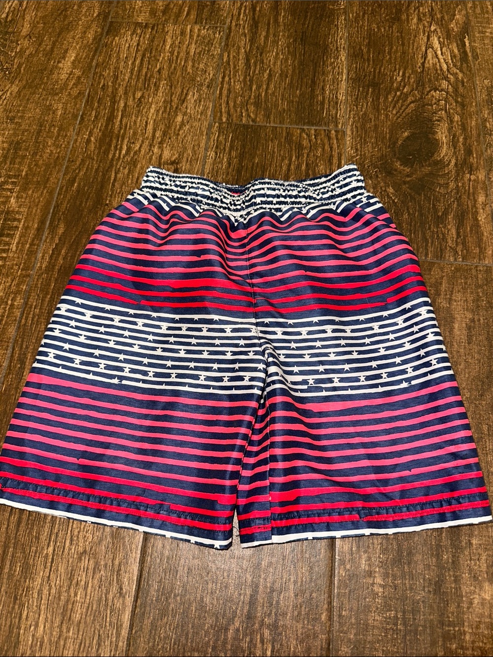 Boys Swim Trunks Navy Red Striped USA size 6 America summer shorts